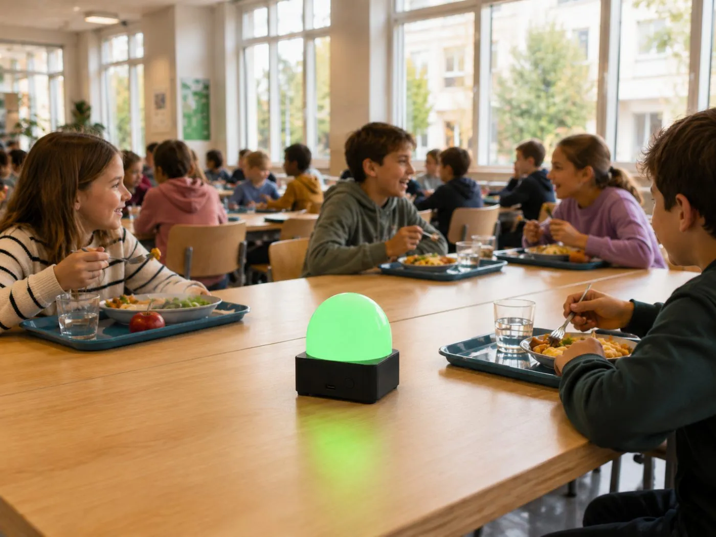Une tablée d'enfants à la cantine autour d'un Calminou